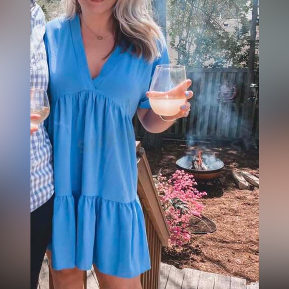 Blue Ruffle Hem Dress - Picture 3 of 3